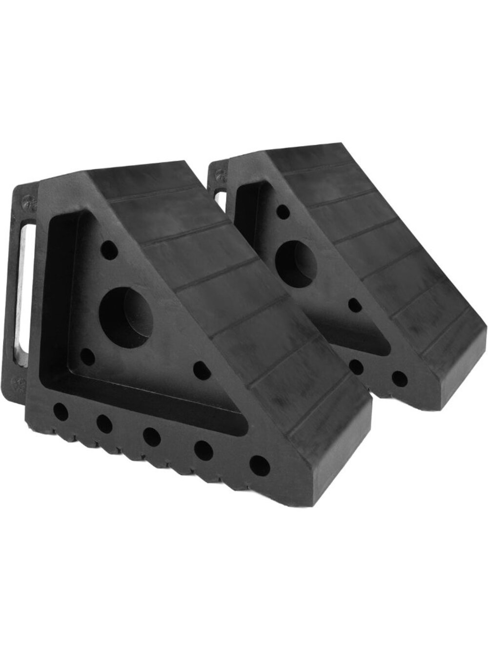 Heavy-Duty Rubber Wheel Chocks 2-Pack | Non-Slip Tire Stops with Handle